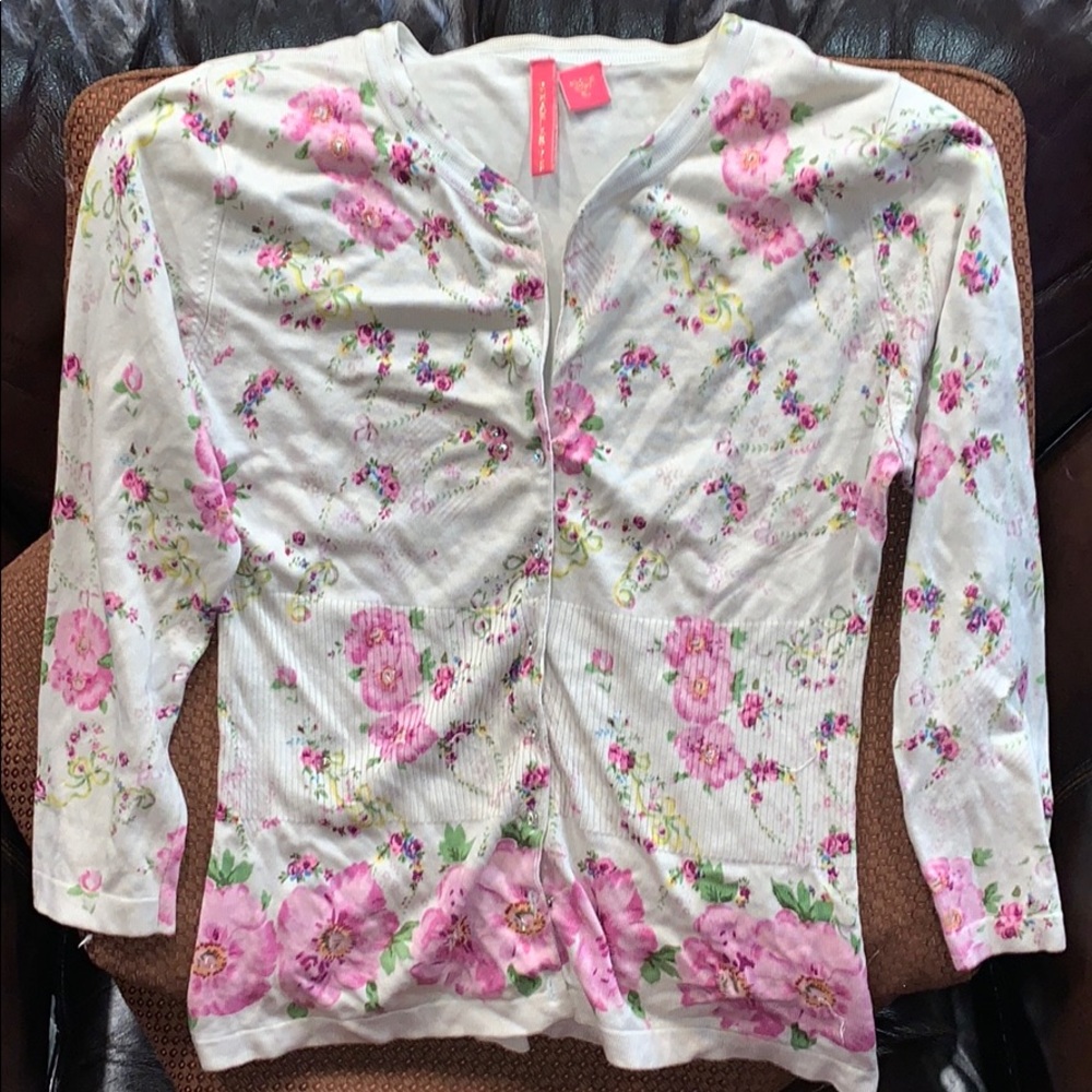 Charlotte printed knit embellished cardigan xl